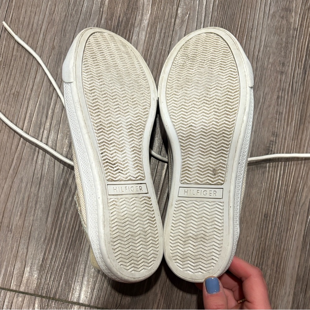 Tommy Hilfiger Cream Canvas Sneakers - Picture 5 of 5